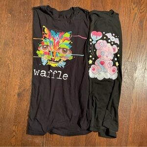 Colorful Cat and Bear XL Graphic T-Shirts Kawaii/Weirdcore Short Sleeve T-shirts